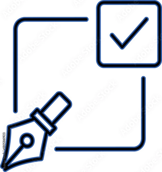 Obraz Illustration of pen with check mark in a box isolated on white background