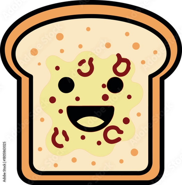 Fototapeta Illustration of cute toast with jam isolated on white background