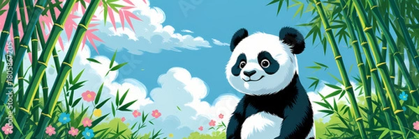 Obraz Panda in the bamboo forest
