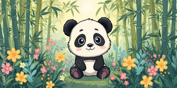 Obraz Panda in the bamboo forest