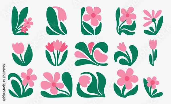 Obraz Stylized Abstract Cute Flower Illustration Pack