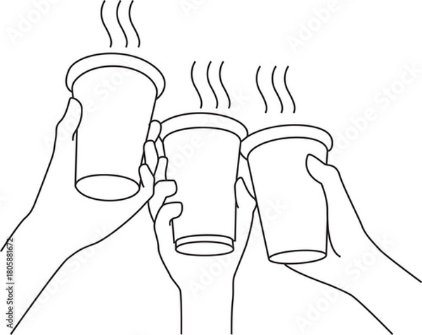 Obraz hand holding a coffee cup, hand drawing vector.