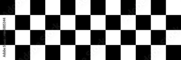 Fototapeta Seamless black and white checkerboard pattern background, a classic geometric design ideal for racing flags, floor tiles, and various design projects. 