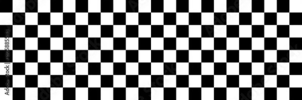 Fototapeta Seamless black and white checkerboard pattern background, a classic geometric design ideal for racing flags, floor tiles, and various design projects. 
