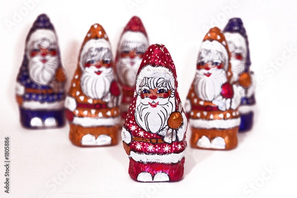 Fototapeta groupe de pere noel en chocolat