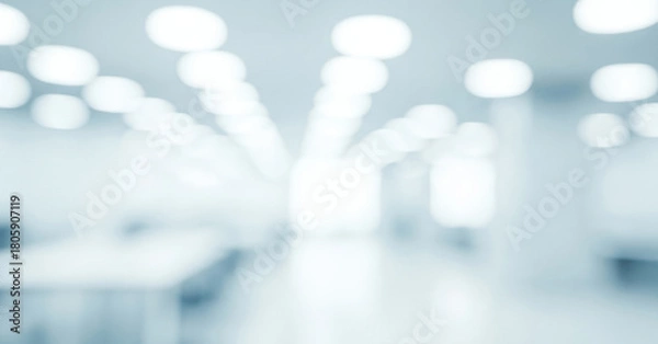 Fototapeta Bright abstract background with blue tint and circular light blurs, creating a calm glowing ambience with smooth gradients and a refined modern visual presence.