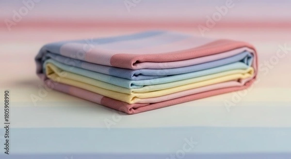 Obraz Stacked textile layers display soft pastel gradient colors in a close up view