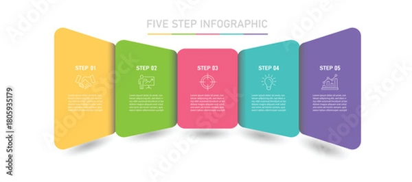 Fototapeta Presentation business infographic template with 5 options. presentation, Report, Banner, Poster, Strategy and Plan. Illustration business abstract background. 