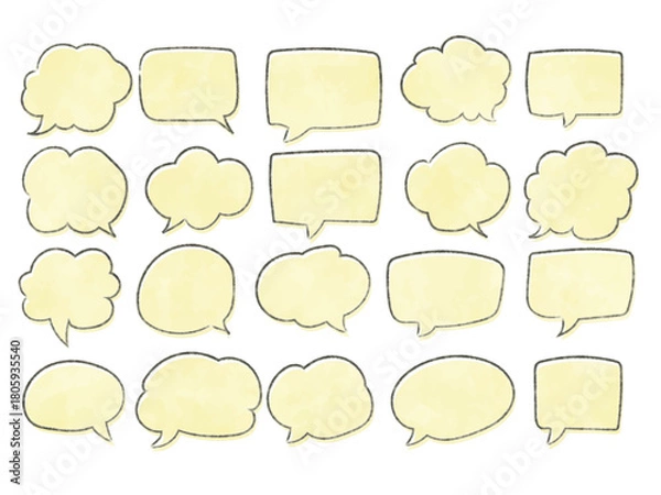 Obraz 水彩のかわいいフキダシ　手描き