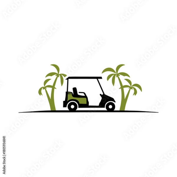 Obraz Golf cart and palm trees logo