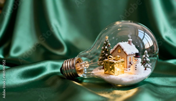 Obraz Glass bulbs glowing with bright energy concept during Christmas.