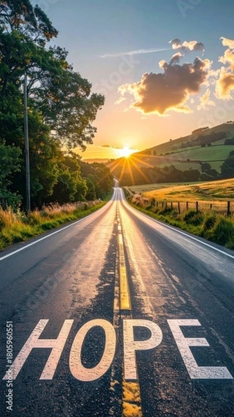 Fototapeta Road to Hope - A Journey Towards a Brighter Future.