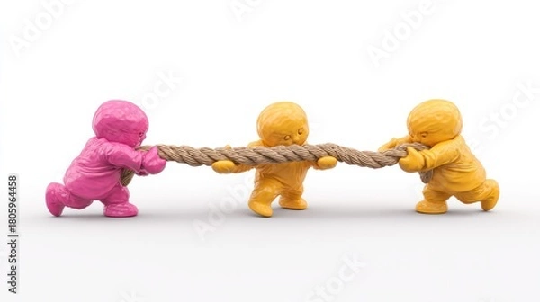 Fototapeta Three figures pulling a rope