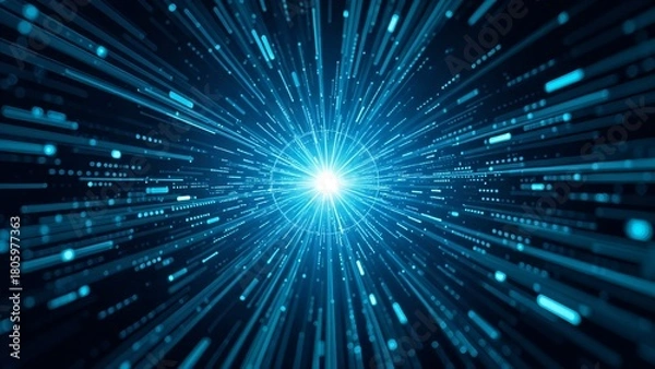 Obraz radiant explosion of energy light ray motion from radial star burst or tunnel sci-fi energy 