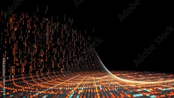 Obraz digital matrix floor wave with sweeping curve flow motion energy surface landscape