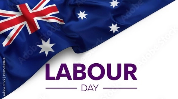 Obraz Australian labour day with national flag and white space