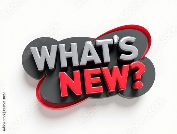 Obraz Bold 3d text what s new announcement with red and gray colors