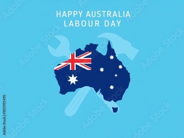 Obraz Happy australia labour day with australian flag and tools