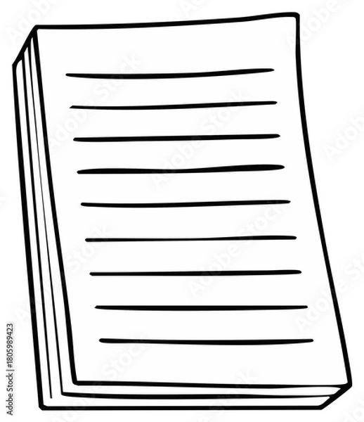 Obraz Simple cartoon sketch of a stack of lined papers for notes or documents