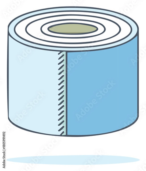 Obraz Simple cartoon illustration of a single new blue toilet paper roll