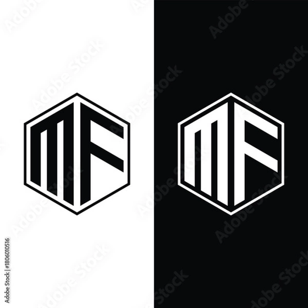 Obraz Initial letter MF hexagon logo design vector illustration Stock Vector.