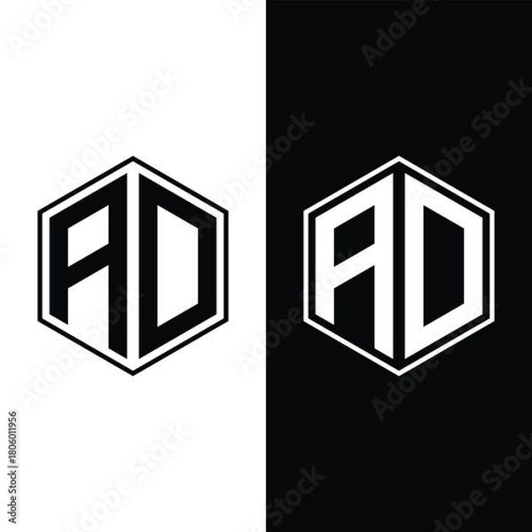 Fototapeta AD hexagon letter logo design concept Stock Vector And Vector Art.