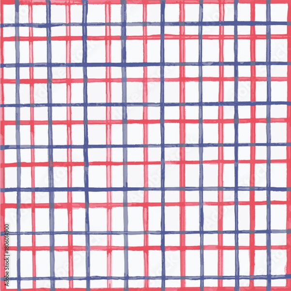 Fototapeta Hand-Drawn Red and Blue Grid Texture