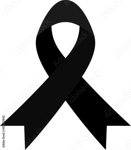 Obraz black ribbon sign. black ribbon symbol. sadness sign. respect ribbon. Support ribbon. Support symbol. memorial ribbon