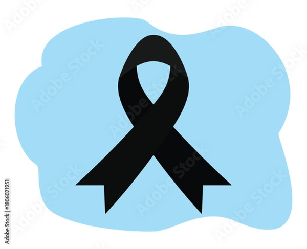 Obraz black ribbon sign. black ribbon symbol. Support ribbon red. Support symbol. memorial ribbon. sadness sign. respect ribbon