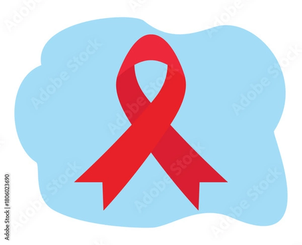Obraz red ribbon sign. red ribbon symbol. Support ribbon red