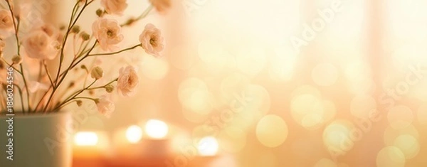 Fototapeta Serene flower arrangement indoor setting decorative content warm lighting close-up view tranquility and beauty