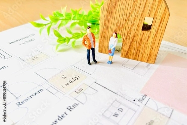 Obraz マイホームの間取りを考える夫婦