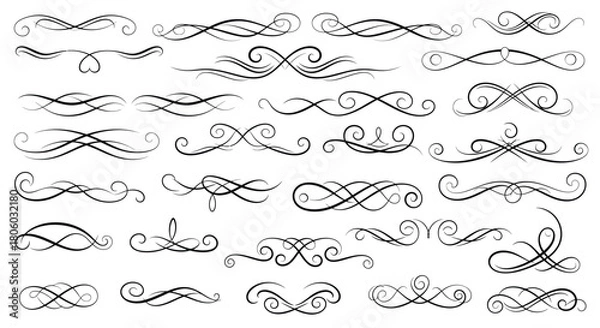 Fototapeta Elegant Swirls and Flourishes Collection Decorative Elements for Designs and Creative Projects