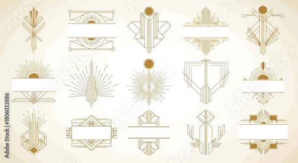 Fototapeta Art Deco Design Elements Geometric Frames and Vintage Emblems Collection for Creative Projects
