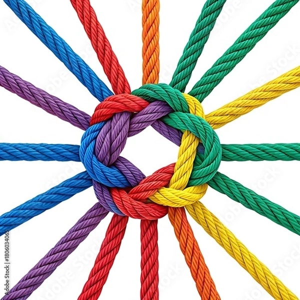 Obraz Bright Multicolor Rope Knot Circle