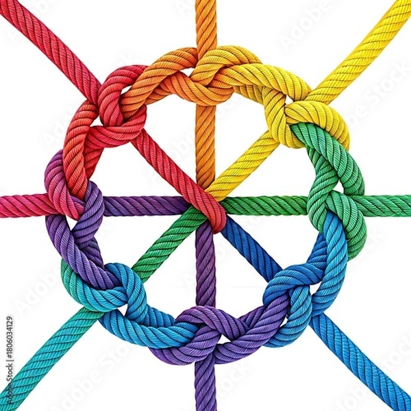 Obraz Colorful Braided Rope Circle Knot