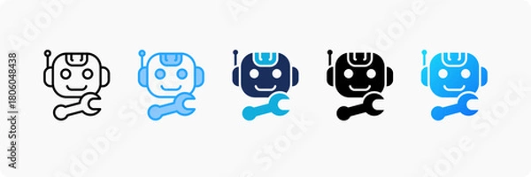 Fototapeta Operation Bot icon set multiple style collection