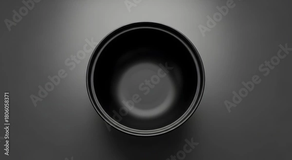 Obraz Empty black bowl top view on monochromatic background minimalist still life concept