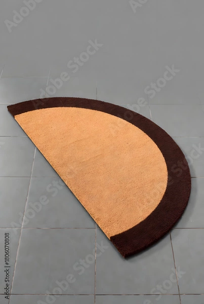 Fototapeta Semi-Circle Coir Doormat with Brown Border on Gray Floor (3D Render)