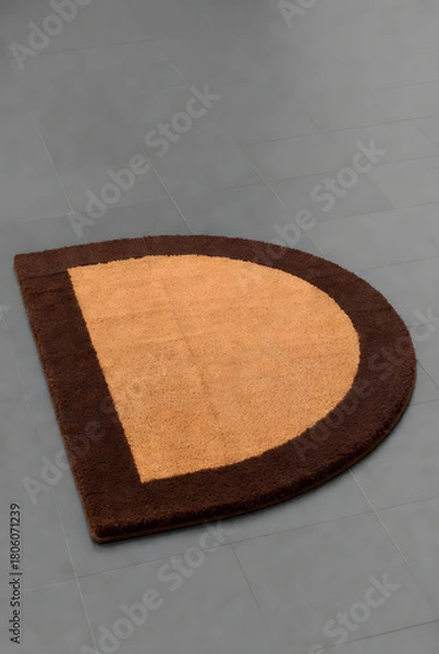 Fototapeta Semi-Circle Coir Doormat with Brown Border on Gray Floor (3D Render)