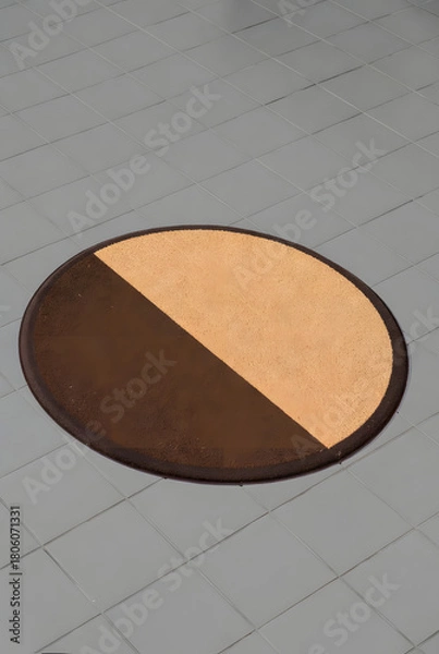 Obraz Semi-Circle Coir Doormat with Brown Border on Gray Floor (3D Render)
