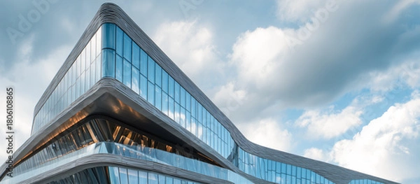 Obraz Modern architectural design sleek building exterior with unique roof