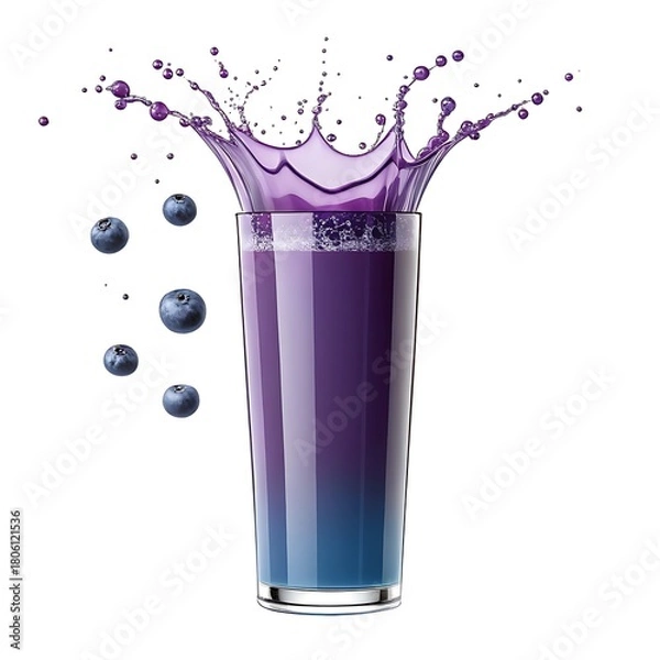 Obraz Blueberry Fruit Juice Splash in Glass
