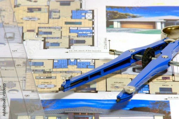 Fototapeta home design blueprints and geometry