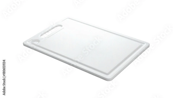 Obraz White rectangular cutting board angled, shadowed on black