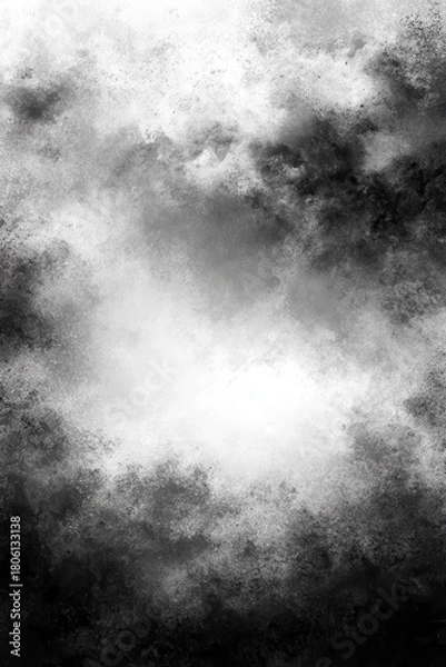 Obraz Abstract textured black and white watercolor grunge background with white central glow