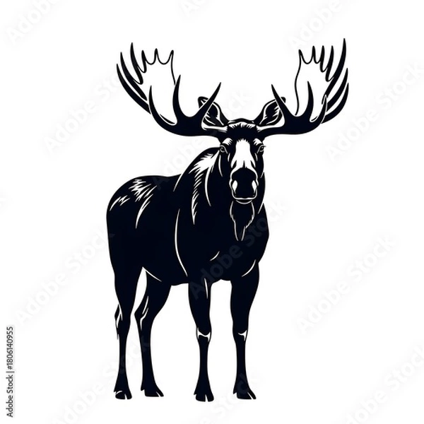 Fototapeta Moose with large antlers isolated on white background