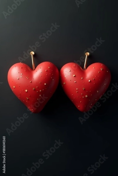 Obraz Two hearts valentines in glitter