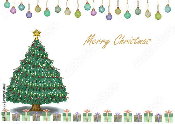 Obraz クリスマスのシンプルな装飾のフレーム