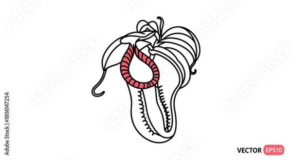 Obraz Detailed illustration of a pitcher plant, showing its trap and structure.